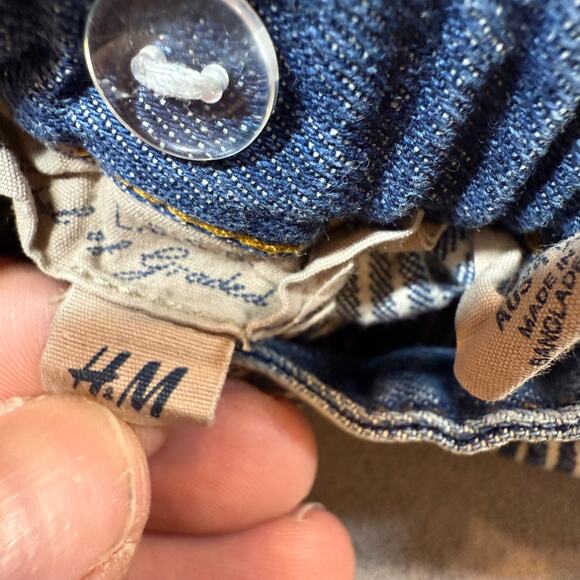 H&M Engineer Stripe Denim Jean Shorts Toddler Boys 12-18 Months Adjustable Waist - Picture 6 of 9